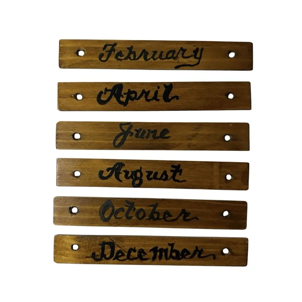 Vintage Hand Painted Wooden Perpetual Calendar Wall Plaque Folk Art 23.5”x11”